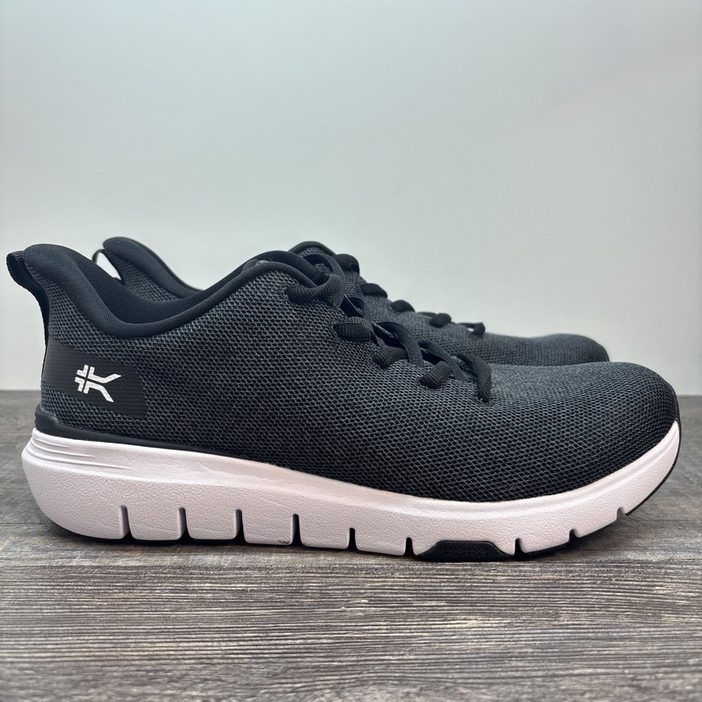 Kuru Flex Via Women's 9 Sneaker Jet Black White Mesh Lace Up Shoe Running